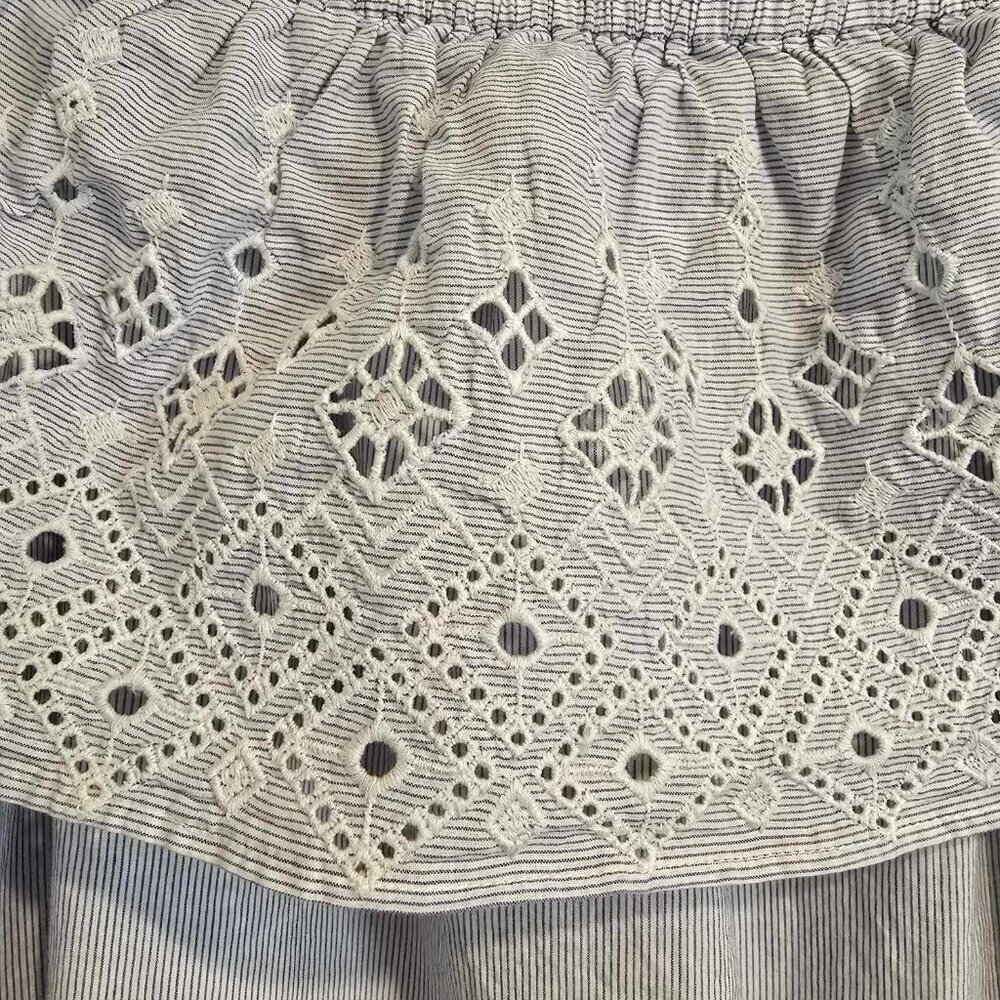 LOFT Eyelet Pin Striped Off the Shoulder Dress - Picture 8 of 9